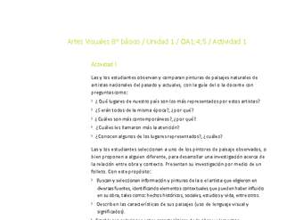 Artes Visuales 8° básico-Unidad 1-OA1;4;5-Actividad 1