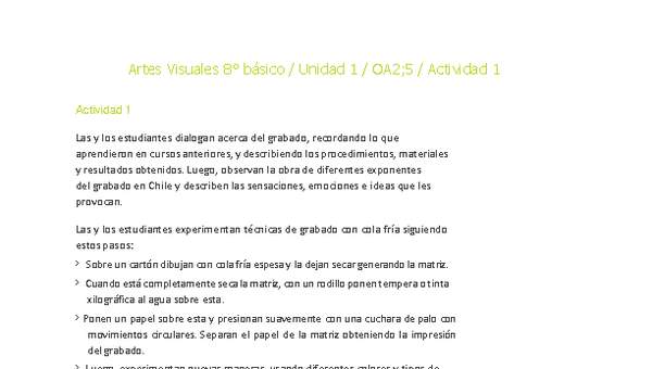 Artes Visuales 8° básico-Unidad 1-OA2;5-Actividad 1