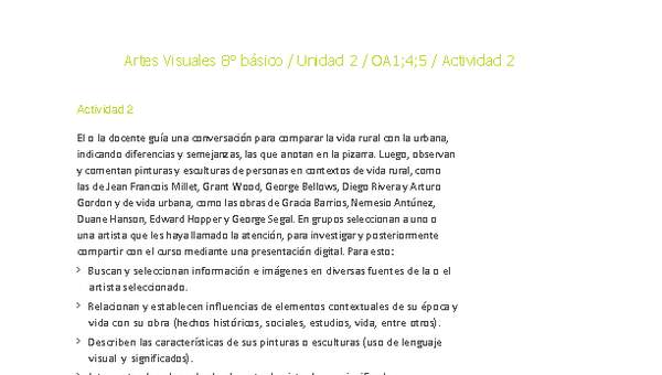 Artes Visuales 8° básico-Unidad 2-OA1;4;5-Actividad 2