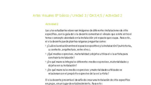 Artes Visuales 8° básico-Unidad 3-OA3;4;5-Actividad 2