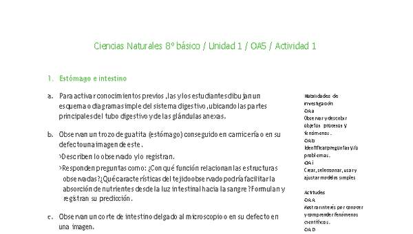 Ciencias Naturales 8° básico-Unidad 1-OA5-Actividad 1