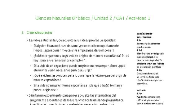 Ciencias Naturales 8° básico-Unidad 2-OA1-Actividad 1