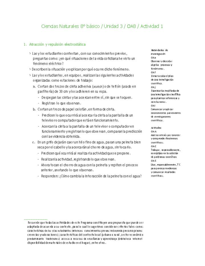 Ciencias Naturales 8° básico-Unidad 3-OA8-Actividad 1