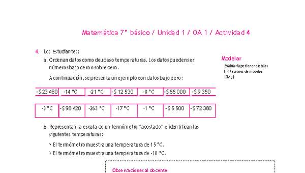 Matemática 7° básico -Unidad 1-OA 1-Actividad 4