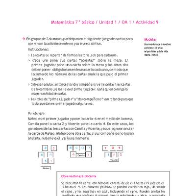 Matemática 7° básico -Unidad 1-OA 1-Actividad 9