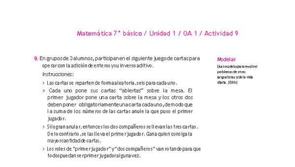 Matemática 7° básico -Unidad 1-OA 1-Actividad 9