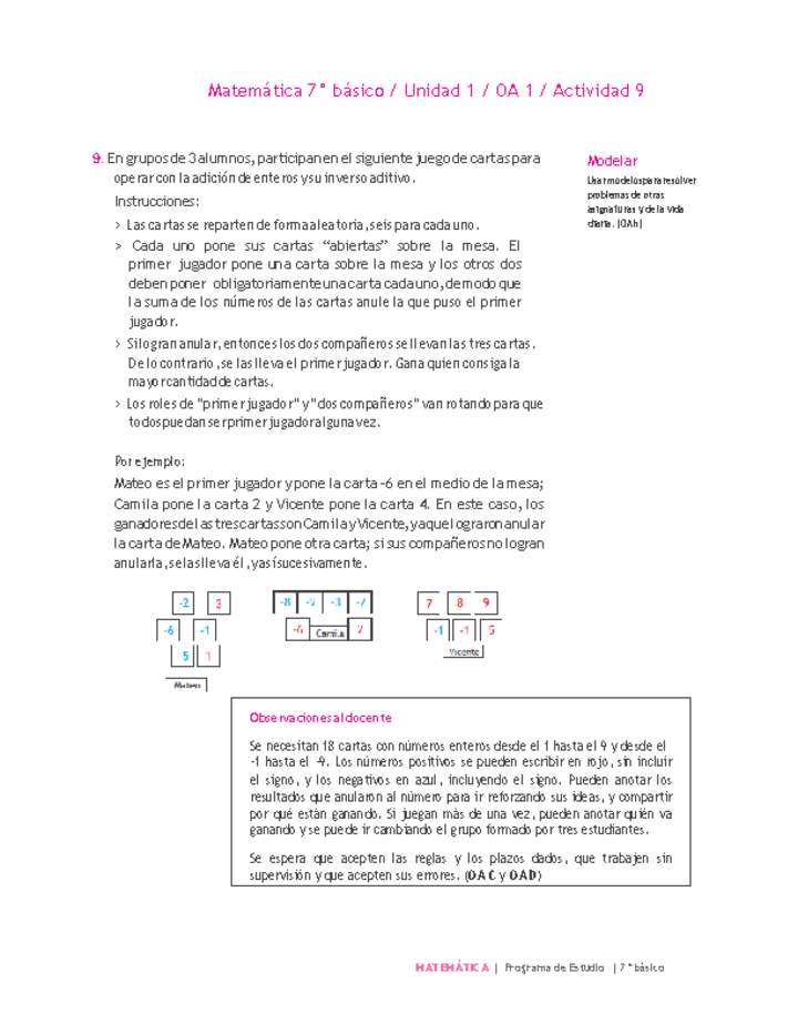 Matemática 7° básico -Unidad 1-OA 1-Actividad 9