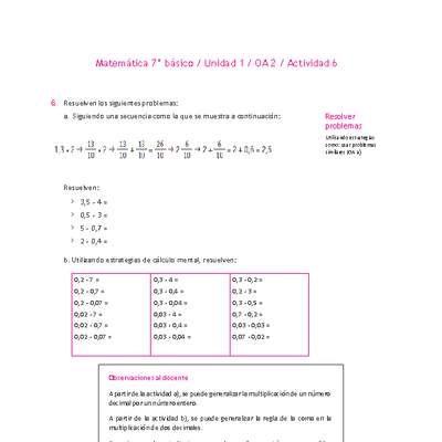 Matemática 7° básico -Unidad 1-OA 2-Actividad 6