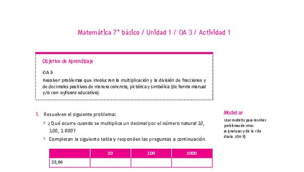 Matemática 7° básico -Unidad 1-OA 3-Actividad 1