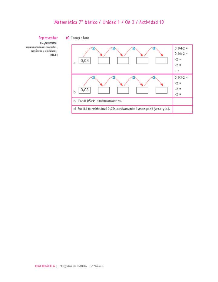 Matemática 7° básico -Unidad 1-OA 3-Actividad 10