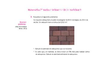 Matemática 7° básico -Unidad 1-OA 3-Actividad 9