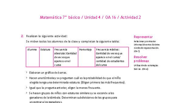 Matemática 7° básico -Unidad 4-OA 16-Actividad 2