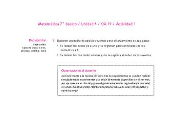 Matemática 7° básico -Unidad 4-OA 19-Actividad 1