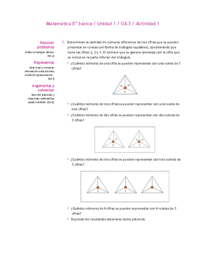 Matemática 8° básico -Unidad 1-OA 3-Actividad 1