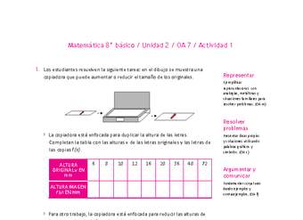 Matemática 8° básico -Unidad 2-OA 7-Actividad 1