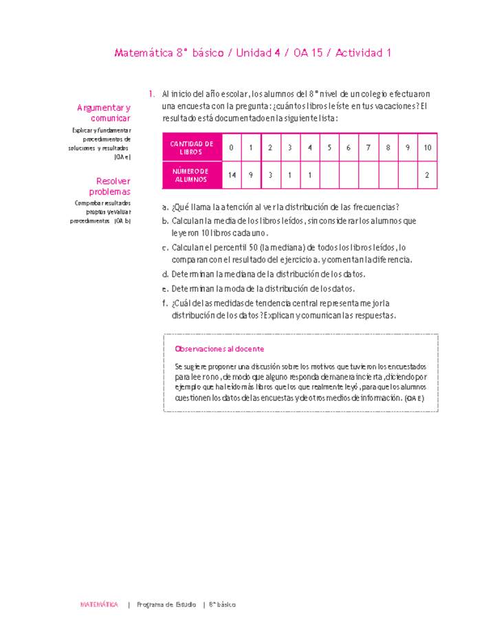 Matemática 8° básico -Unidad 4-OA 15-Actividad 1