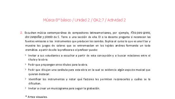 Música 8° básico-Unidad 2-OA2;7-Actividad 2