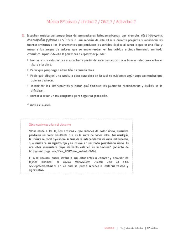 Música 8° básico-Unidad 2-OA2;7-Actividad 2