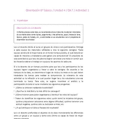 Orientación 8° básico-Unidad 4-OA7-Actividad 1