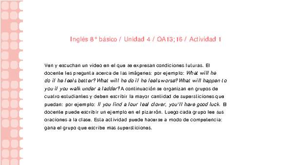 Inglés 8° básico-Unidad 4-OA13;16-Actividad 1