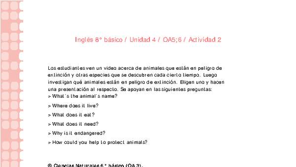 Inglés 8° básico-Unidad 4-OA5;6-Actividad 2