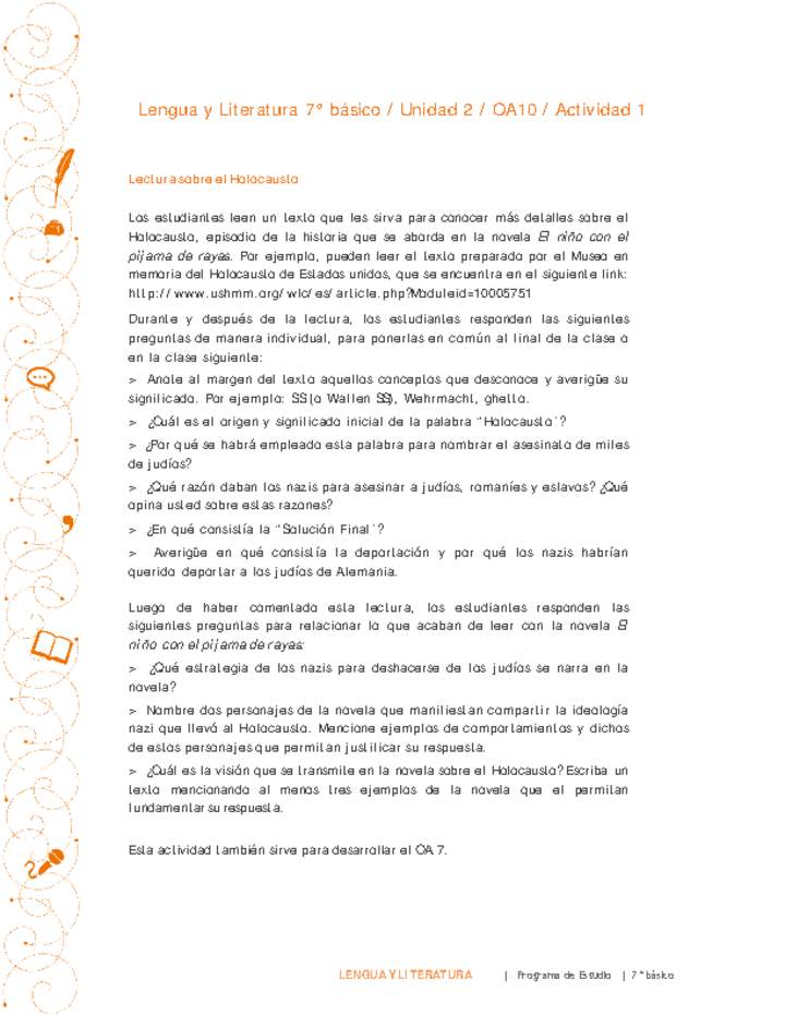 Lengua y Literatura 7° básico-Unidad 2-OA10-Actividad 1