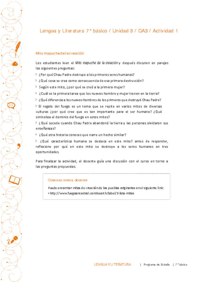 Lengua y Literatura 7° básico-Unidad 3-OA3-Actividad 1