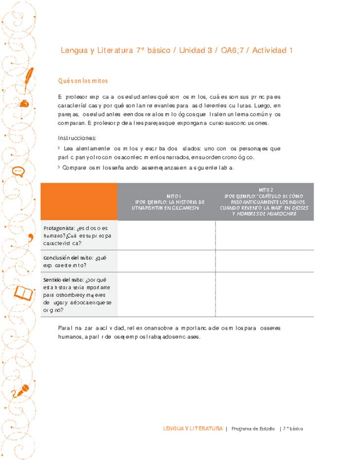 Lengua y Literatura 7° básico-Unidad 3-OA6;7-Actividad 1