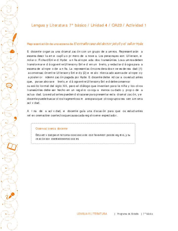 Lengua y Literatura 7° básico-Unidad 4-OA23-Actividad 1