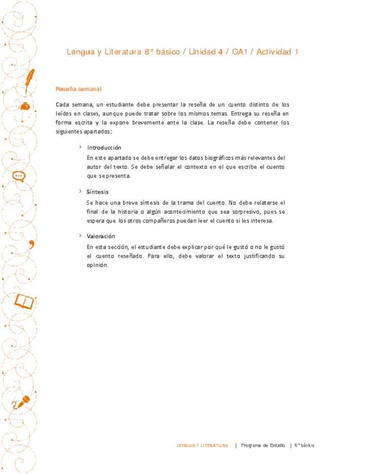 Leccion 1 de lengua y literatura worksheet