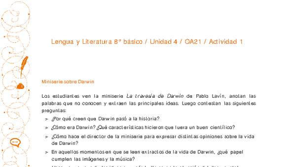 Lengua y Literatura 8° básico-Unidad 4-OA21-Actividad 1