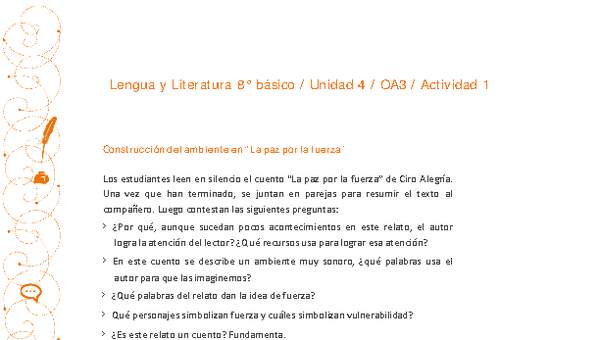 Lengua y Literatura 8° básico-Unidad 4-OA3-Actividad 1