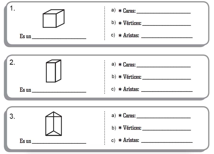 Ejercicios caras, vértices y figuras