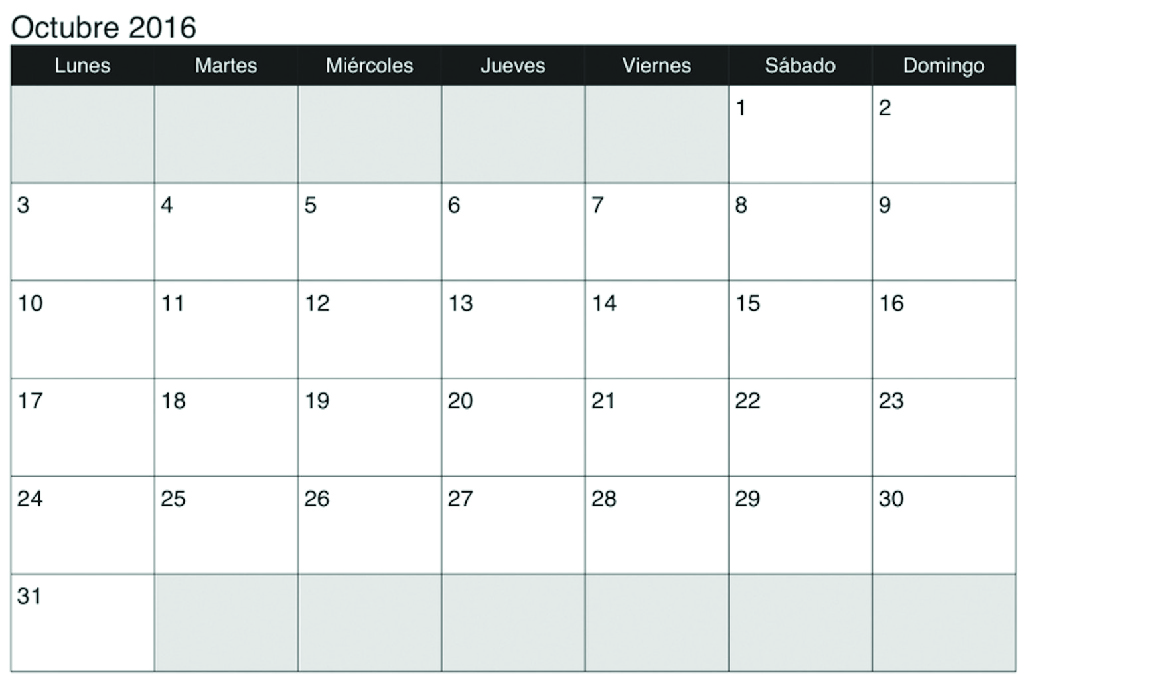 Calendario Mensual ejercicio