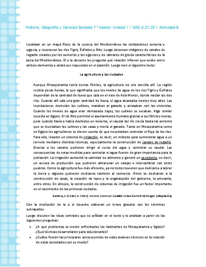 Historia 7° básico-Unidad 1-OA2;4;21;22-Actividad 6