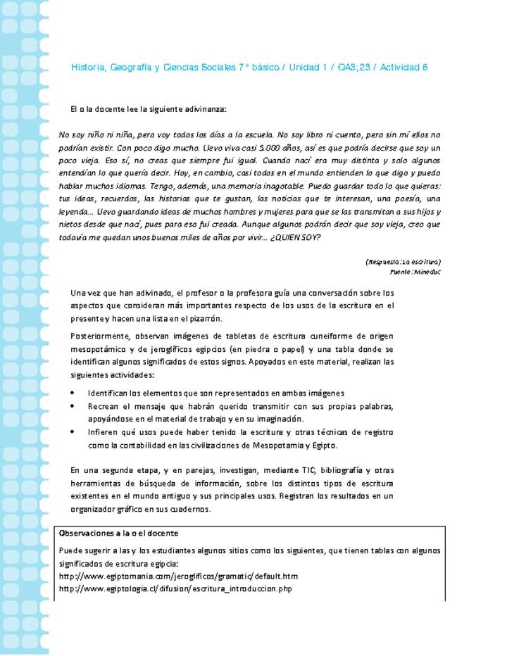Historia 7° básico-Unidad 1-OA3;23-Actividad 6
