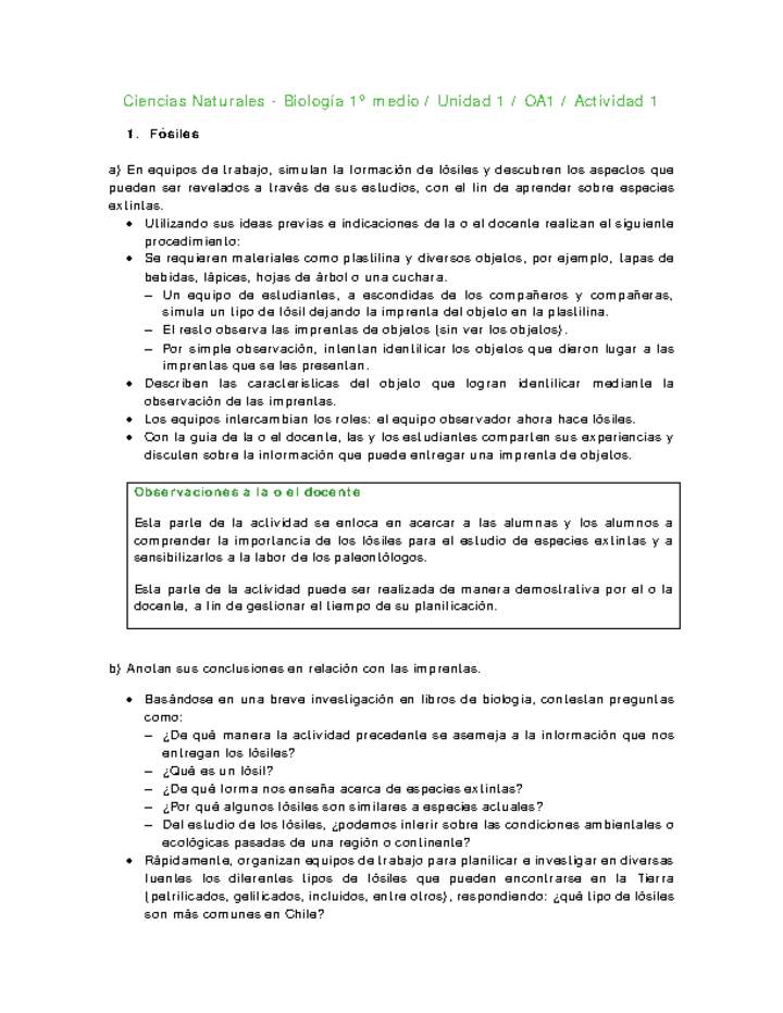 Ciencias Naturales 1 medio-Unidad 1-OA1-Actividad 1