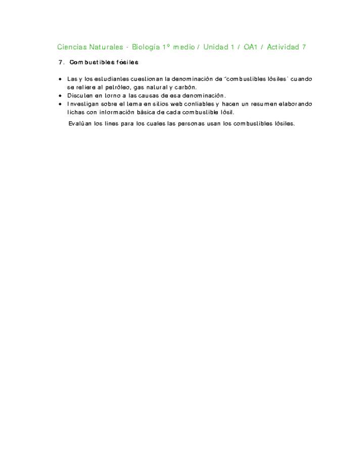 Ciencias Naturales 1 medio-Unidad 1-OA1-Actividad 7