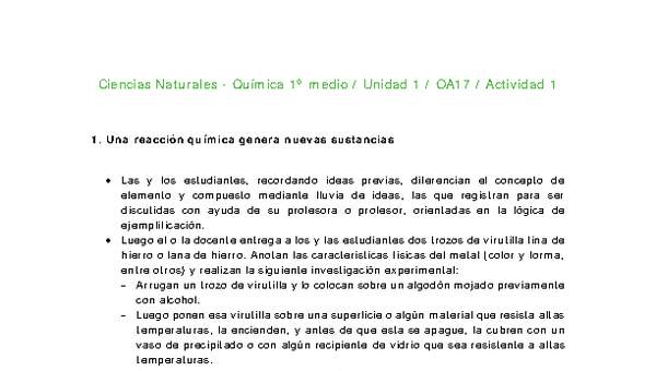 Ciencias Naturales 1 medio-Unidad 1-OA17-Actividad 1