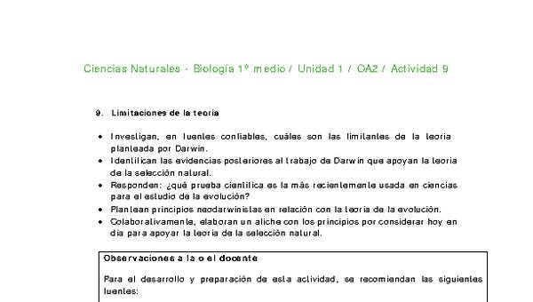 Ciencias Naturales 1 medio-Unidad 1-OA2-Actividad 9