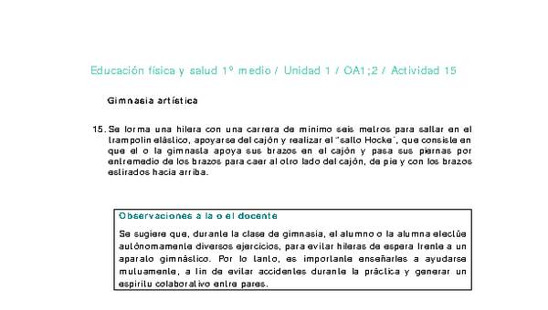 Educación Física 1 medio-Unidad 1-OA1;2-Actividad 15