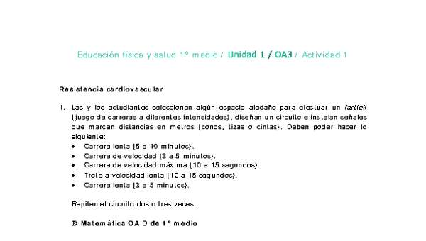 Educación Física 1 medio-Unidad 1-OA3-Actividad 1