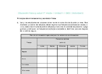 Educación Física 1 medio-Unidad 1-OA3-Actividad 6