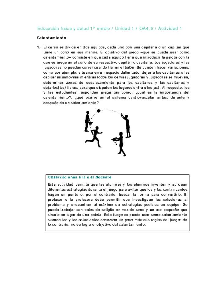 Educación Física 1 medio-Unidad 1-OA4;5-Actividad 1