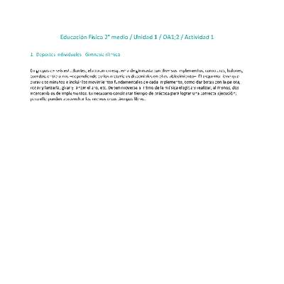Educación Física 2 medio-Unidad 1-OA1;2-Actividad 1