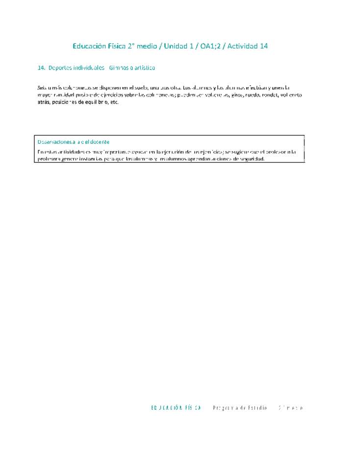 Educación Física 2 medio-Unidad 1-OA1;2-Actividad 14