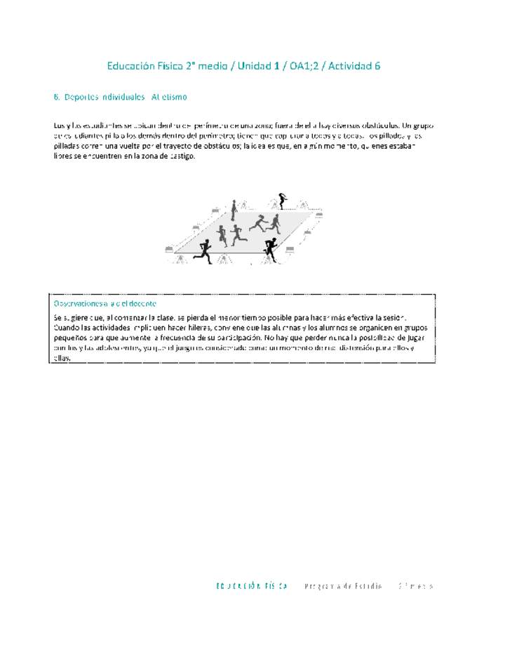Educación Física 2 medio-Unidad 1-OA1;2-Actividad 6