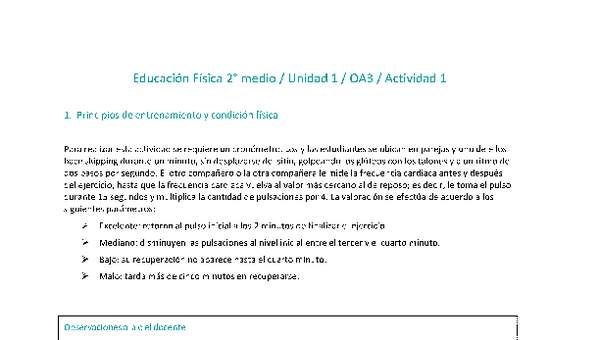 Educación Física 2 medio-Unidad 1-OA3-Actividad 1