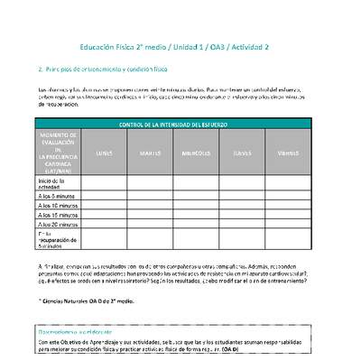 Educación Física 2 medio-Unidad 1-OA3-Actividad 2