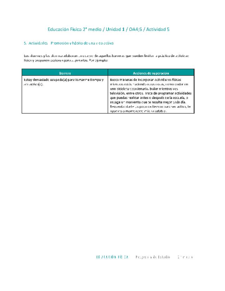 Educación Física 2 medio-Unidad 1-OA4;5-Actividad 5